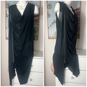Tiger Of Sweden / Jeans Black Cowl Neck Draped Sleeveless Zipper Dress Sz Small